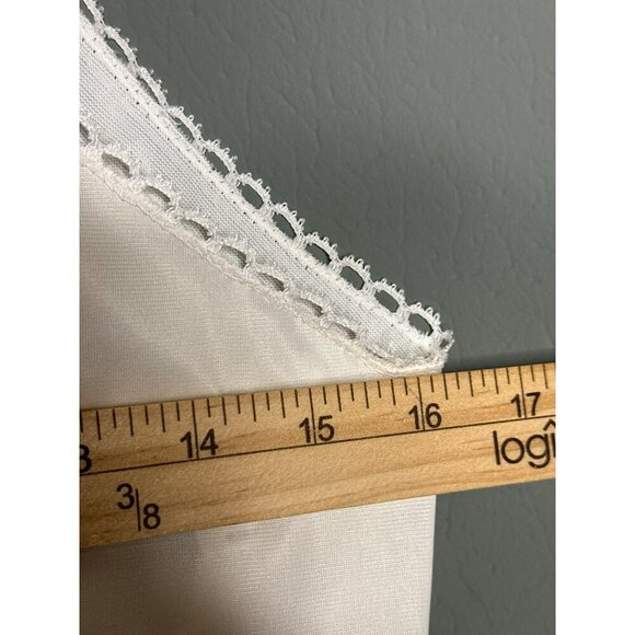 VTG 1960s Von Raalte Nylon Slip Dress Ivory V-Neck Sleeveless Mini Ruffle Trim - Picture 8 of 10